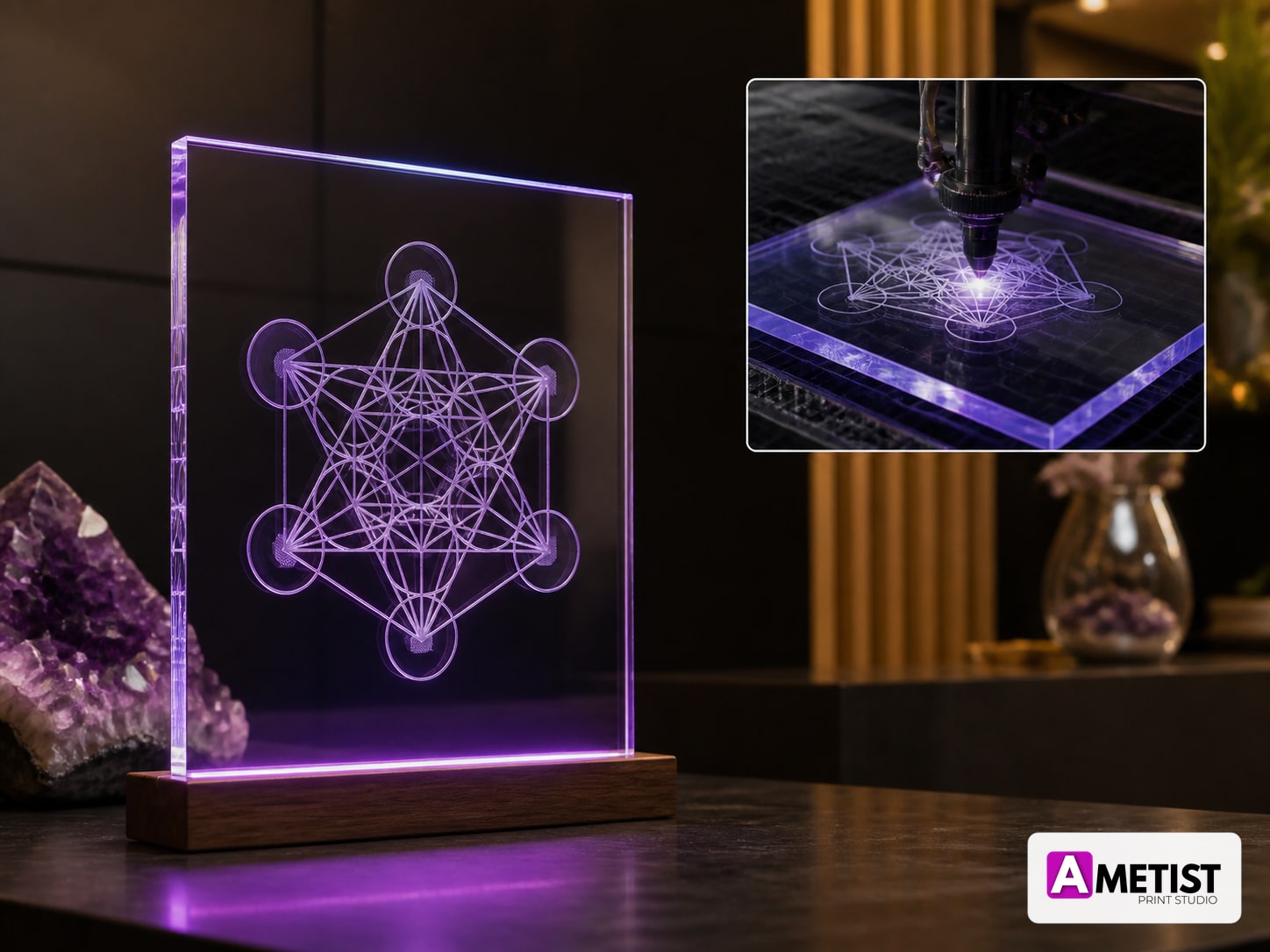 Gravură pe plexiglas / acril